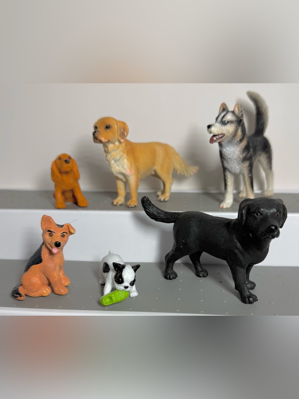 Lot of 6 Vintage Toy Dog Figurines - Schleich & Brands Corgi Husky Lab